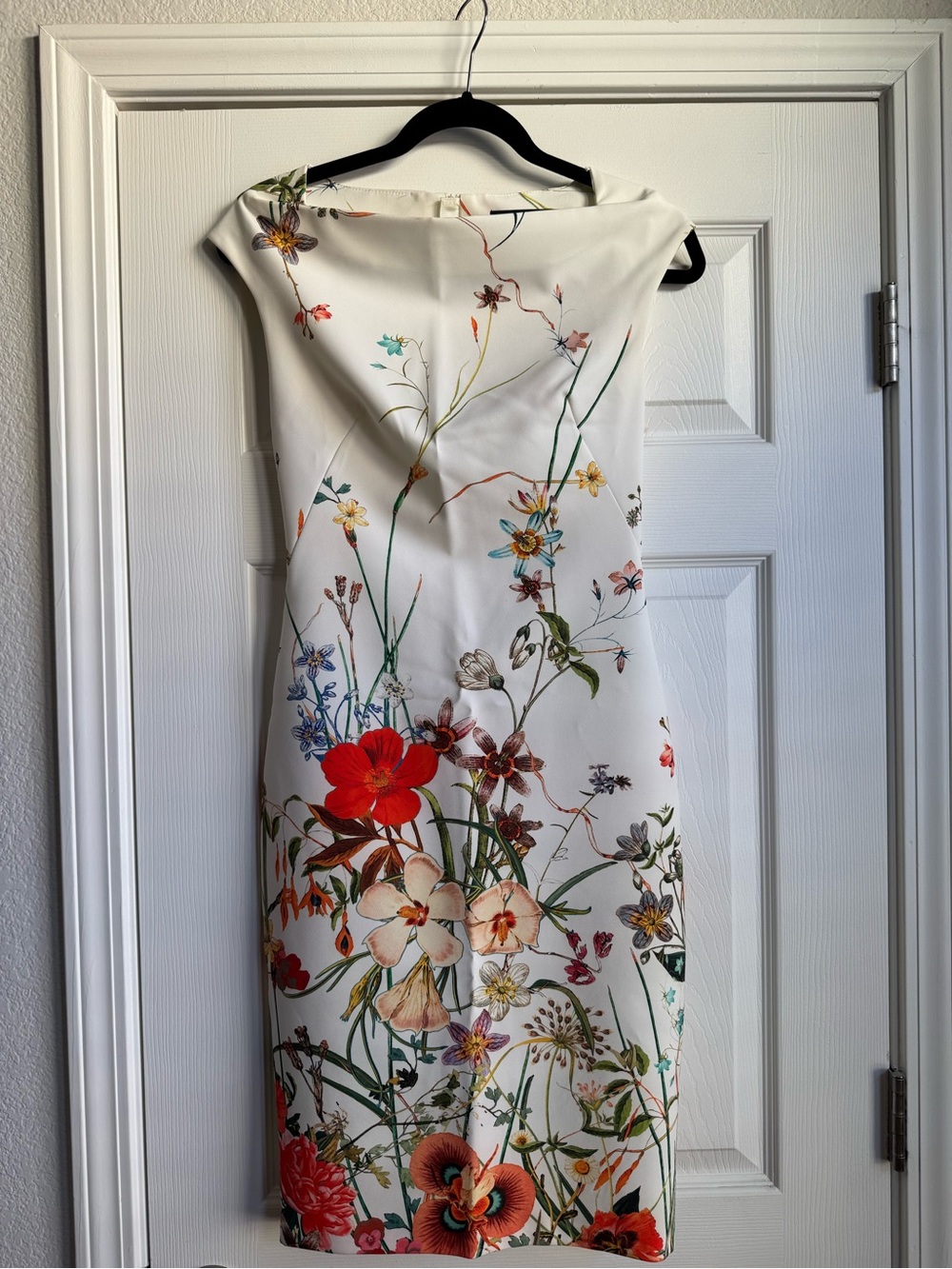 Zara Ivory Midi Dress with Multicolor Floral Print